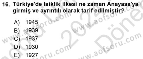 Sosyolojiye Giriş Dersi 2024 - 2025 Yılı (Final) Dönem Sonu Sınav Soruları 16. Soru