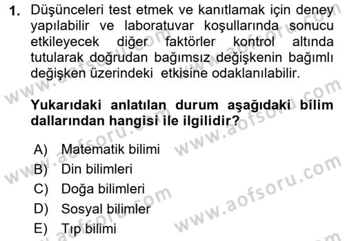 Sosyolojiye Giriş Dersi 2024 - 2025 Yılı Yaz Okulu Sınav Soruları 1. Soru