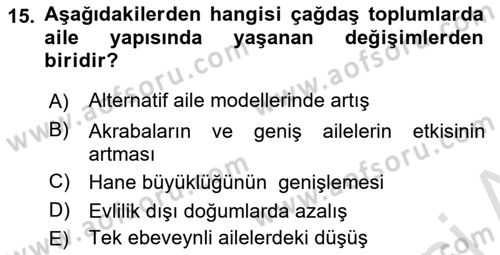 Sosyolojiye Giriş Dersi 2024 - 2025 Yılı Yaz Okulu Sınav Soruları 15. Soru