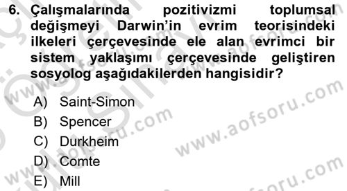 Sosyolojiye Giriş Dersi 2024 - 2025 Yılı Yaz Okulu Sınav Soruları 6. Soru