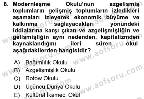 Sosyolojiye Giriş Dersi 2024 - 2025 Yılı Yaz Okulu Sınav Soruları 8. Soru
