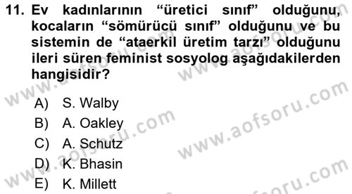 Sosyolojiye Giriş Dersi 2025 - 2026 Yılı (Final) Dönem Sonu Sınav Soruları 11. Soru