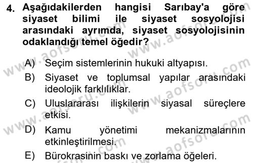 Sosyolojiye Giriş Dersi 2025 - 2026 Yılı (Final) Dönem Sonu Sınav Soruları 4. Soru