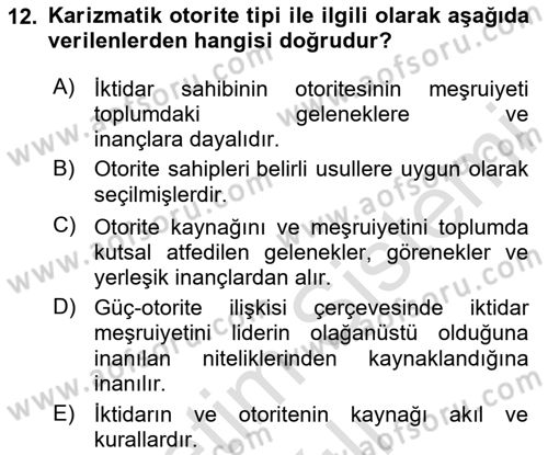 Sosyolojiye Giriş Dersi 2025 - 2026 Yılı Yaz Okulu Sınav Soruları 12. Soru