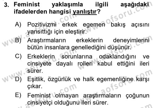 Sosyolojiye Giriş Dersi 2025 - 2026 Yılı Yaz Okulu Sınav Soruları 3. Soru