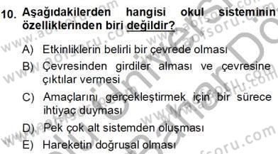 Eğitim Sosyolojisi Dersi 2012 - 2013 Yılı (Final) Dönem Sonu Sınav Soruları 10. Soru