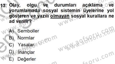 Eğitim Sosyolojisi Dersi 2012 - 2013 Yılı (Final) Dönem Sonu Sınav Soruları 13. Soru