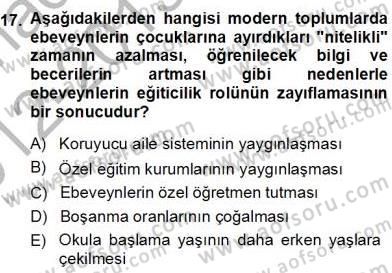 Eğitim Sosyolojisi Dersi 2012 - 2013 Yılı (Final) Dönem Sonu Sınav Soruları 17. Soru