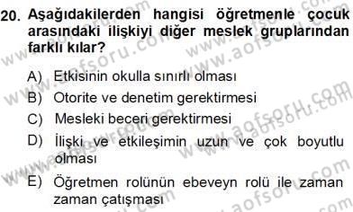 Eğitim Sosyolojisi Dersi 2012 - 2013 Yılı (Final) Dönem Sonu Sınav Soruları 20. Soru