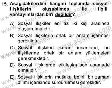 Eğitim Sosyolojisi Dersi Ara Sınavı Deneme Sınav Soruları 15. Soru