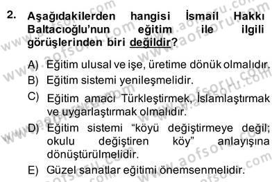 Eğitim Sosyolojisi Dersi Ara Sınavı Deneme Sınav Soruları 2. Soru