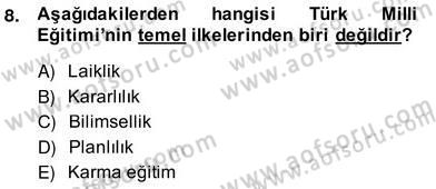 Eğitim Sosyolojisi Dersi Ara Sınavı Deneme Sınav Soruları 8. Soru
