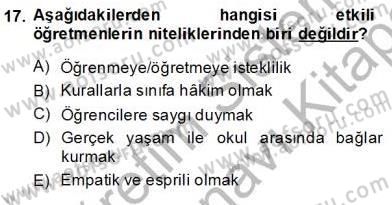 Eğitim Sosyolojisi Dersi 2013 - 2014 Yılı (Final) Dönem Sonu Sınav Soruları 17. Soru