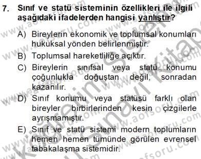 Eğitim Sosyolojisi Dersi 2013 - 2014 Yılı (Final) Dönem Sonu Sınav Soruları 7. Soru