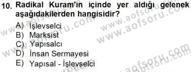 Eğitim Sosyolojisi Dersi 2013 - 2014 Yılı Tek Ders Sınav Soruları 10. Soru
