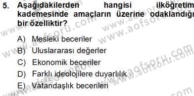 Eğitim Sosyolojisi Dersi 2013 - 2014 Yılı Tek Ders Sınav Soruları 5. Soru