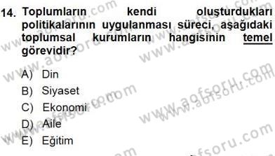 Eğitim Sosyolojisi Dersi Ara Sınavı Deneme Sınav Soruları 14. Soru