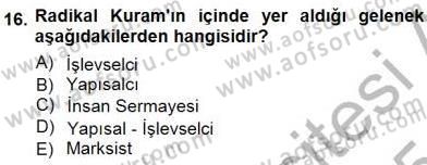 Eğitim Sosyolojisi Dersi Ara Sınavı Deneme Sınav Soruları 16. Soru