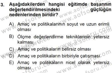 Eğitim Sosyolojisi Dersi Ara Sınavı Deneme Sınav Soruları 3. Soru