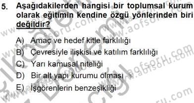 Eğitim Sosyolojisi Dersi Ara Sınavı Deneme Sınav Soruları 5. Soru