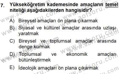 Eğitim Sosyolojisi Dersi Ara Sınavı Deneme Sınav Soruları 7. Soru
