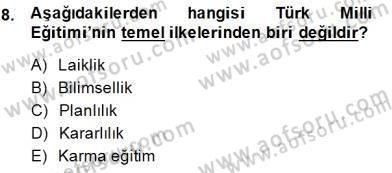 Eğitim Sosyolojisi Dersi Ara Sınavı Deneme Sınav Soruları 8. Soru