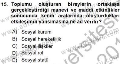 Eğitim Sosyolojisi Dersi Ara Sınavı Deneme Sınav Soruları 15. Soru