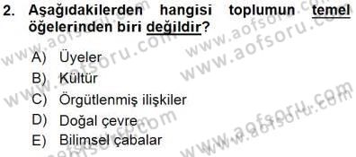 Eğitim Sosyolojisi Dersi Ara Sınavı Deneme Sınav Soruları 2. Soru