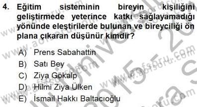 Eğitim Sosyolojisi Dersi Ara Sınavı Deneme Sınav Soruları 4. Soru
