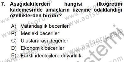 Eğitim Sosyolojisi Dersi Ara Sınavı Deneme Sınav Soruları 7. Soru