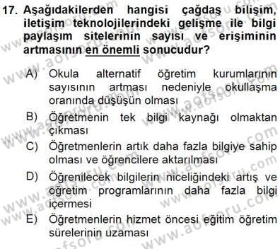 Eğitim Sosyolojisi Dersi 2015 - 2016 Yılı (Final) Dönem Sonu Sınav Soruları 17. Soru