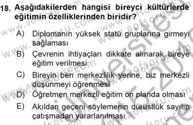 Eğitim Sosyolojisi Dersi 2015 - 2016 Yılı (Final) Dönem Sonu Sınav Soruları 18. Soru