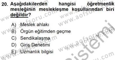 Eğitim Sosyolojisi Dersi 2015 - 2016 Yılı (Final) Dönem Sonu Sınav Soruları 20. Soru