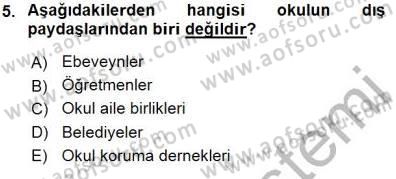 Eğitim Sosyolojisi Dersi 2015 - 2016 Yılı (Final) Dönem Sonu Sınav Soruları 5. Soru