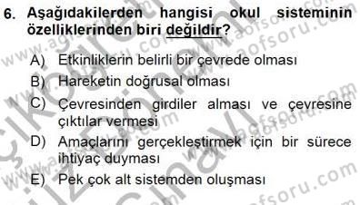Eğitim Sosyolojisi Dersi 2015 - 2016 Yılı (Final) Dönem Sonu Sınav Soruları 6. Soru