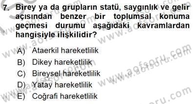 Eğitim Sosyolojisi Dersi 2015 - 2016 Yılı (Final) Dönem Sonu Sınav Soruları 7. Soru