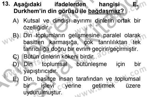 Sosyal Bilimlerde Temel Kavramlar Dersi 2012 - 2013 Yılı (Vize) Ara Sınav Soruları 13. Soru
