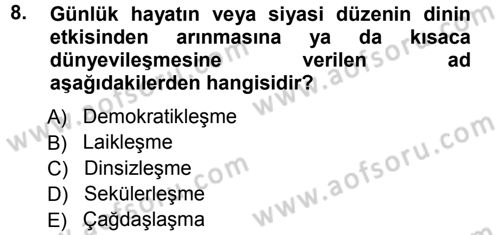 Sosyal Bilimlerde Temel Kavramlar Dersi Ara Sınavı Deneme Sınav Soruları 8. Soru