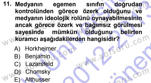 Sosyal Bilimlerde Temel Kavramlar Dersi 2012 - 2013 Yılı (Final) Dönem Sonu Sınav Soruları 11. Soru