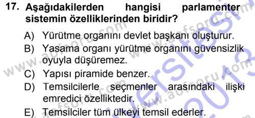 Sosyal Bilimlerde Temel Kavramlar Dersi 2012 - 2013 Yılı (Final) Dönem Sonu Sınav Soruları 17. Soru