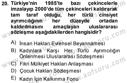 Sosyal Bilimlerde Temel Kavramlar Dersi 2012 - 2013 Yılı (Final) Dönem Sonu Sınav Soruları 20. Soru