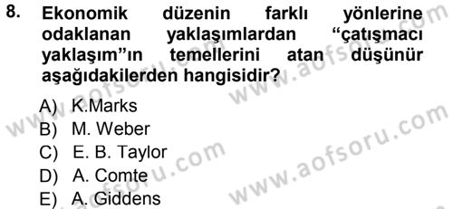 Sosyal Bilimlerde Temel Kavramlar Dersi 2012 - 2013 Yılı (Final) Dönem Sonu Sınav Soruları 8. Soru