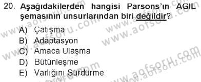 Sosyal Bilimlerde Temel Kavramlar Dersi 2012 - 2013 Yılı Tek Ders Sınav Soruları 20. Soru