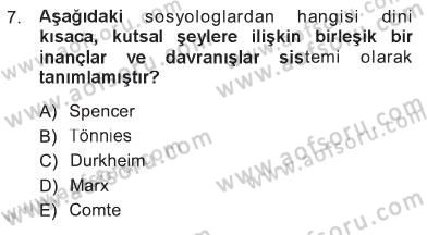 Sosyal Bilimlerde Temel Kavramlar Dersi 2012 - 2013 Yılı Tek Ders Sınav Soruları 7. Soru