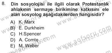 Sosyal Bilimlerde Temel Kavramlar Dersi 2012 - 2013 Yılı Tek Ders Sınav Soruları 8. Soru