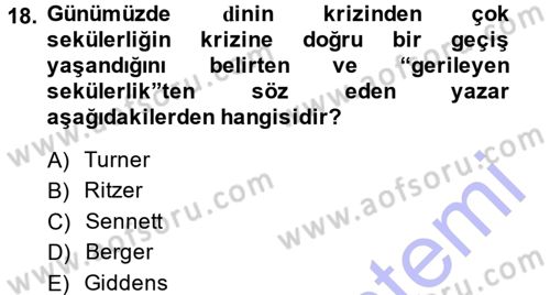 Sosyal Bilimlerde Temel Kavramlar Dersi 2013 - 2014 Yılı (Vize) Ara Sınav Soruları 18. Soru