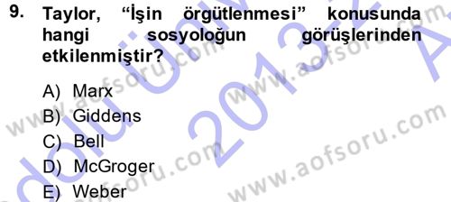 Sosyal Bilimlerde Temel Kavramlar Dersi 2013 - 2014 Yılı (Vize) Ara Sınav Soruları 9. Soru