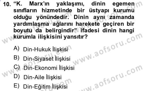 Sosyal Bilimlerde Temel Kavramlar Dersi 2013 - 2014 Yılı (Final) Dönem Sonu Sınav Soruları 10. Soru
