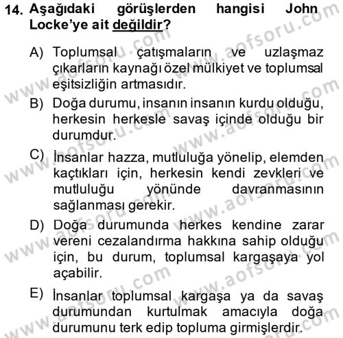Sosyal Bilimlerde Temel Kavramlar Dersi 2013 - 2014 Yılı (Final) Dönem Sonu Sınav Soruları 14. Soru