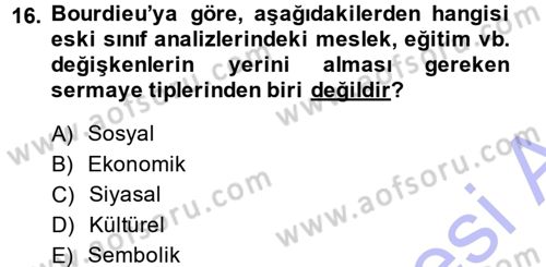 Sosyal Bilimlerde Temel Kavramlar Dersi 2013 - 2014 Yılı (Final) Dönem Sonu Sınav Soruları 16. Soru